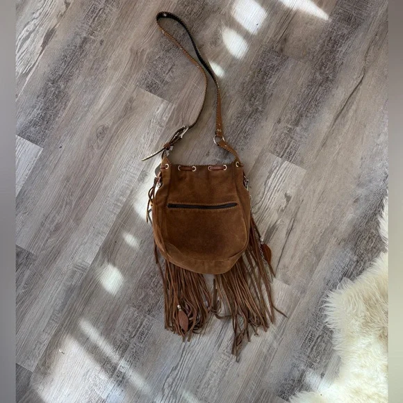 Handmade suede Bohemian agate Fringe crossbody Bag - Picture 4 of 5